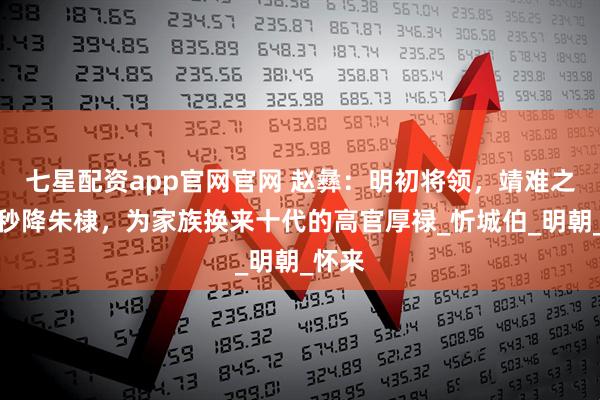 七星配资app官网官网 赵彝：明初将领，靖难之役中秒降朱棣，为家族换来十代的高官厚禄_忻城伯_明朝_怀来