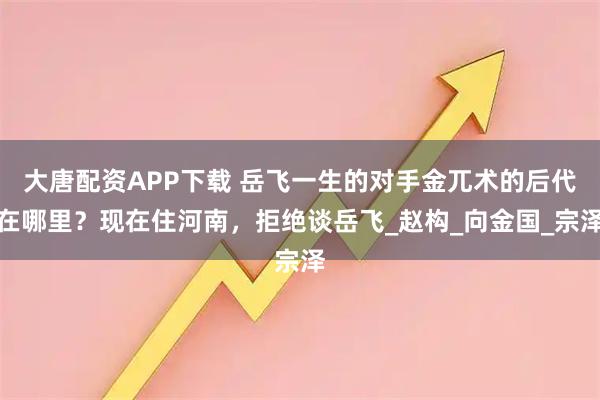 大唐配资APP下载 岳飞一生的对手金兀术的后代在哪里？现在住河南，拒绝谈岳飞_赵构_向金国_宗泽