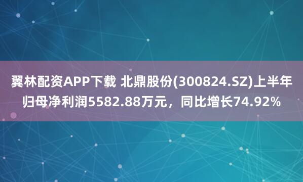 翼林配资APP下载 北鼎股份(300824.SZ)上半年归母净利润5582.88万元，同比增长74.92%